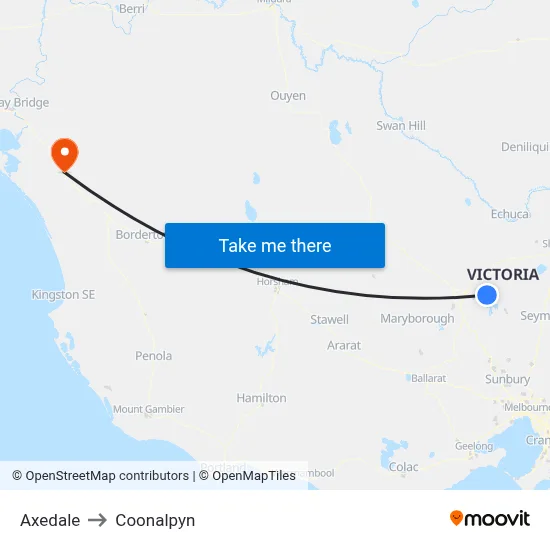 Axedale to Coonalpyn map