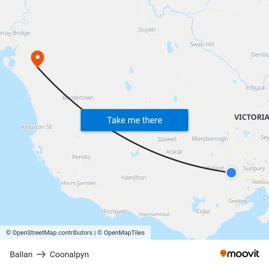 Ballan to Coonalpyn map