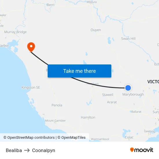 Bealiba to Coonalpyn map