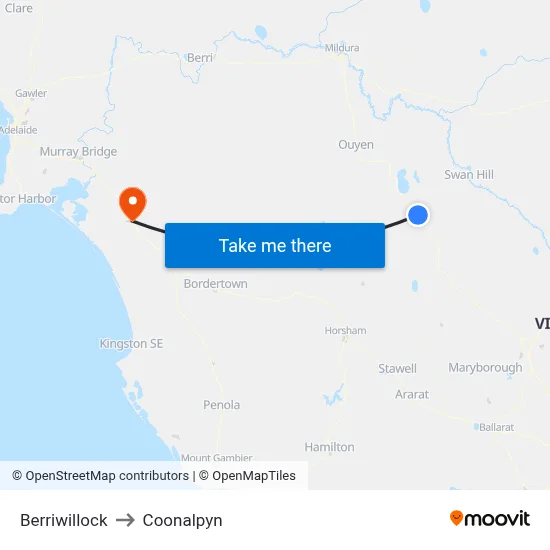 Berriwillock to Coonalpyn map
