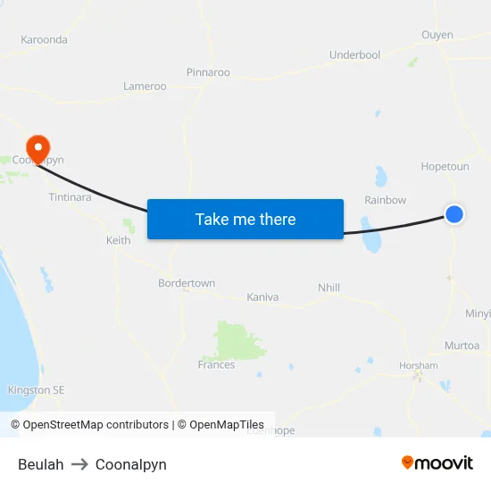 Beulah to Coonalpyn map
