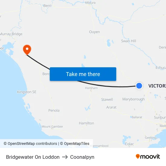 Bridgewater On Loddon to Coonalpyn map