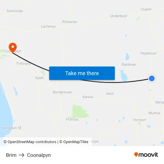 Brim to Coonalpyn map