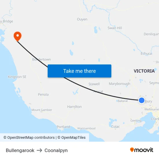 Bullengarook to Coonalpyn map