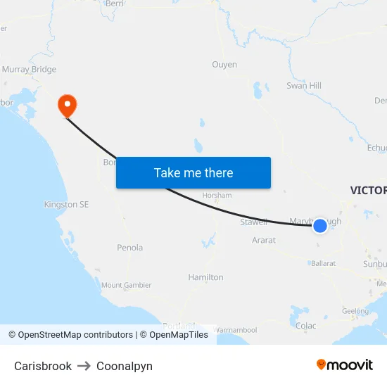 Carisbrook to Coonalpyn map