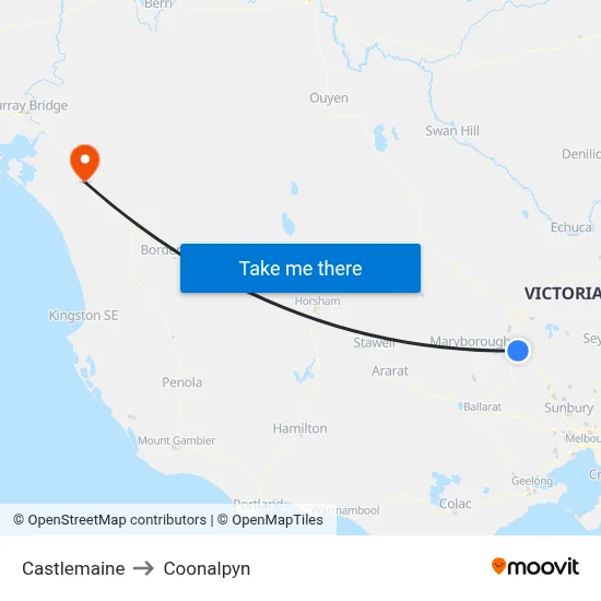 Castlemaine to Coonalpyn map