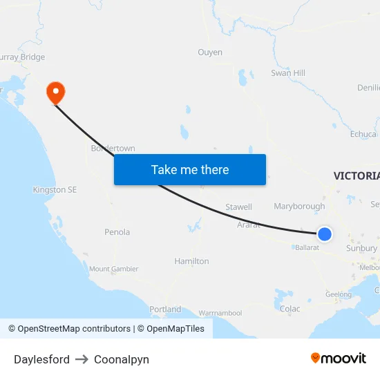 Daylesford to Coonalpyn map