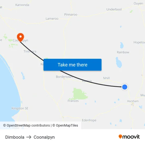 Dimboola to Coonalpyn map