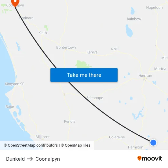 Dunkeld to Coonalpyn map