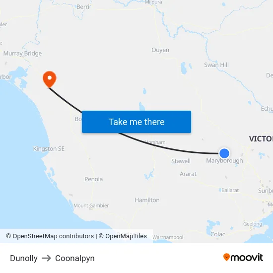 Dunolly to Coonalpyn map