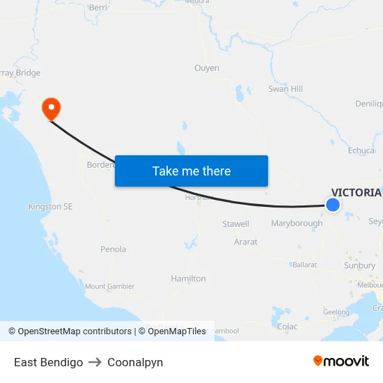 East Bendigo to Coonalpyn map