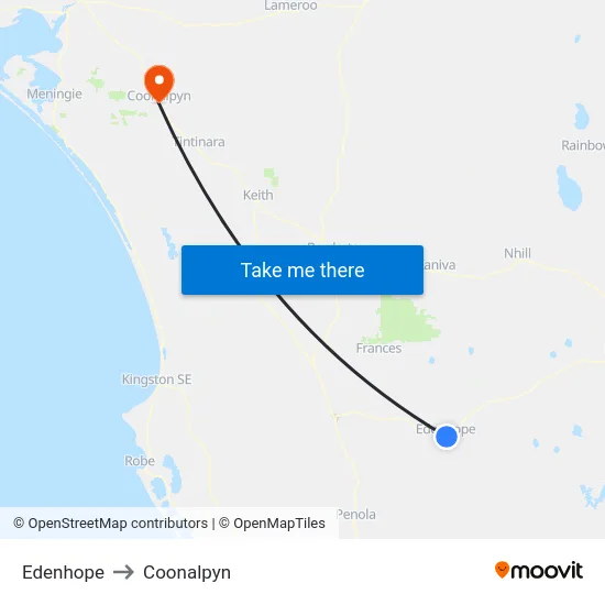 Edenhope to Coonalpyn map