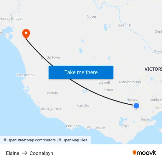 Elaine to Coonalpyn map