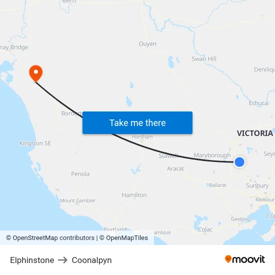 Elphinstone to Coonalpyn map