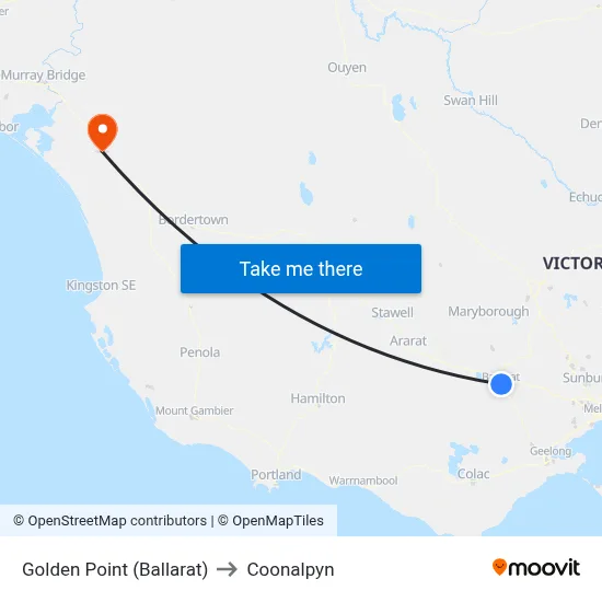 Golden Point (Ballarat) to Coonalpyn map