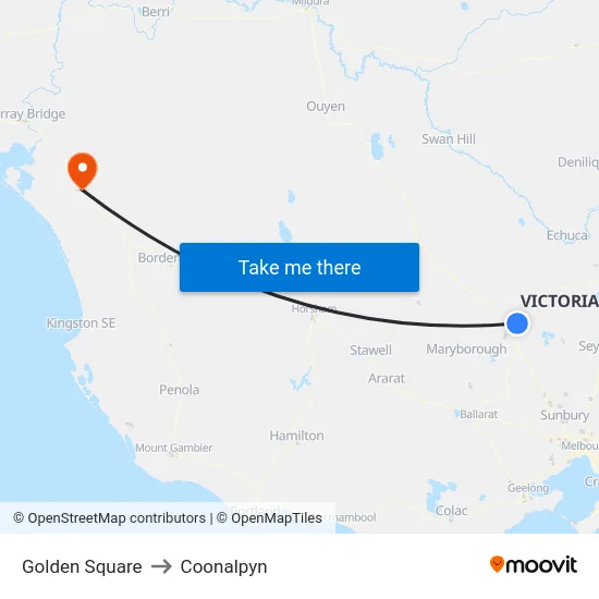 Golden Square to Coonalpyn map