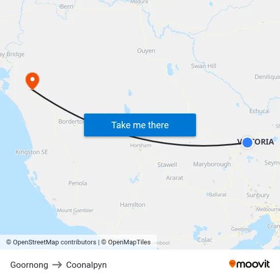 Goornong to Coonalpyn map