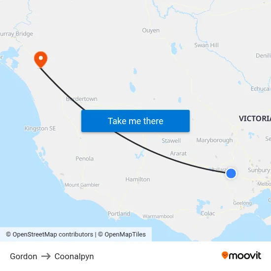 Gordon to Coonalpyn map