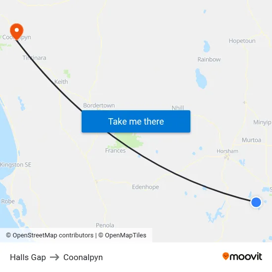 Halls Gap to Coonalpyn map