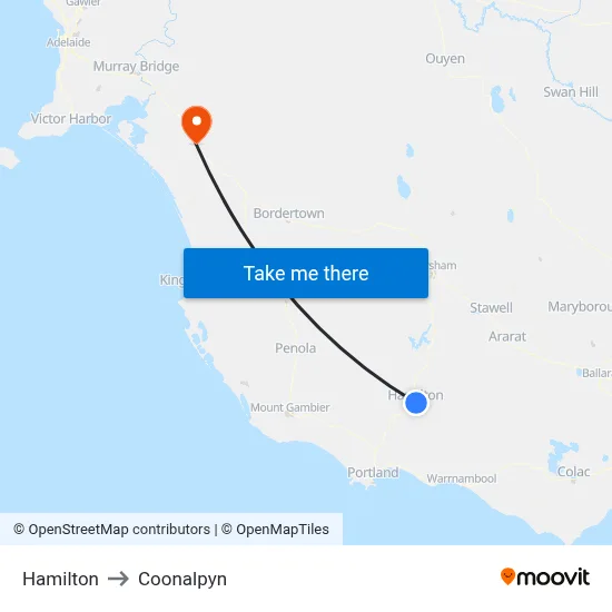 Hamilton to Coonalpyn map