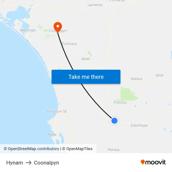 Hynam to Coonalpyn map