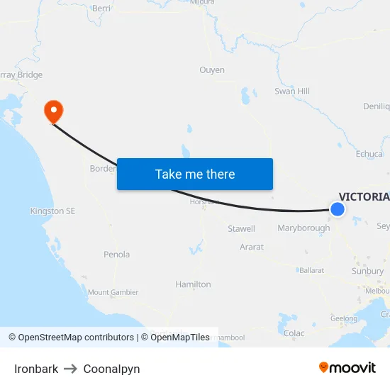 Ironbark to Coonalpyn map