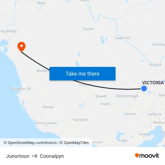 Junortoun to Coonalpyn map