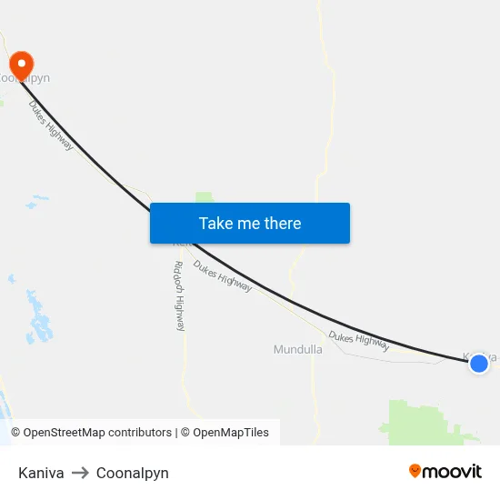 Kaniva to Coonalpyn map