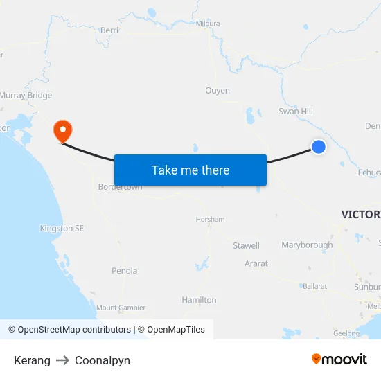 Kerang to Coonalpyn map