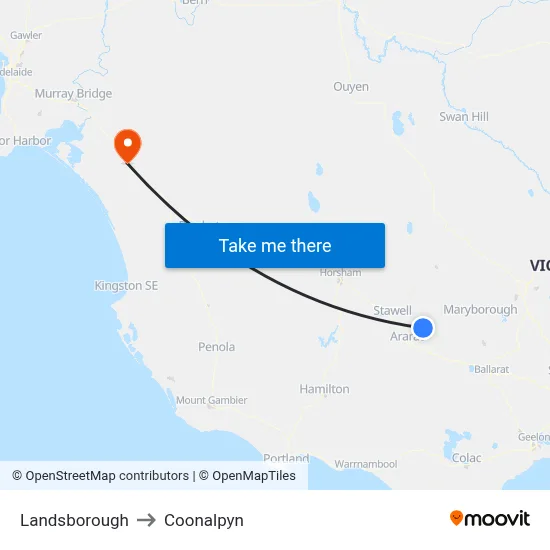 Landsborough to Coonalpyn map