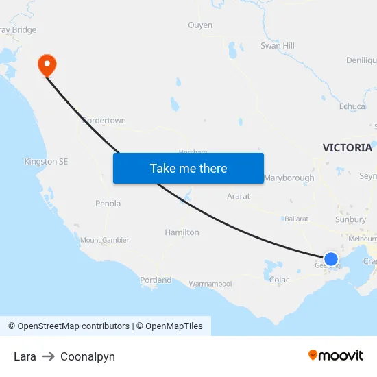 Lara to Coonalpyn map