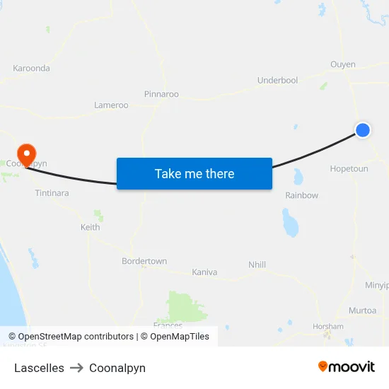 Lascelles to Coonalpyn map