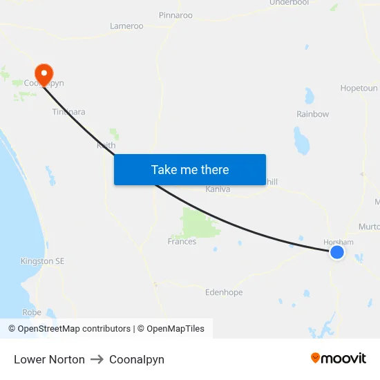 Lower Norton to Coonalpyn map