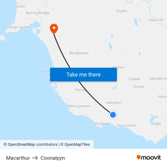Macarthur to Coonalpyn map