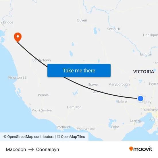 Macedon to Coonalpyn map