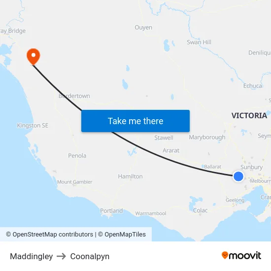 Maddingley to Coonalpyn map