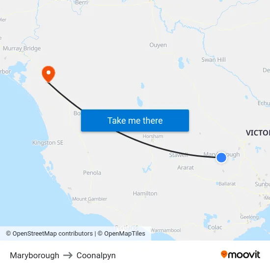 Maryborough to Coonalpyn map