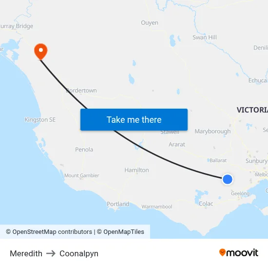 Meredith to Coonalpyn map