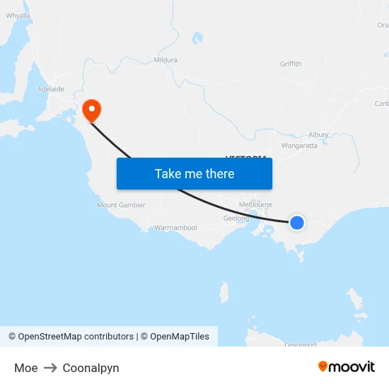 Moe to Coonalpyn map