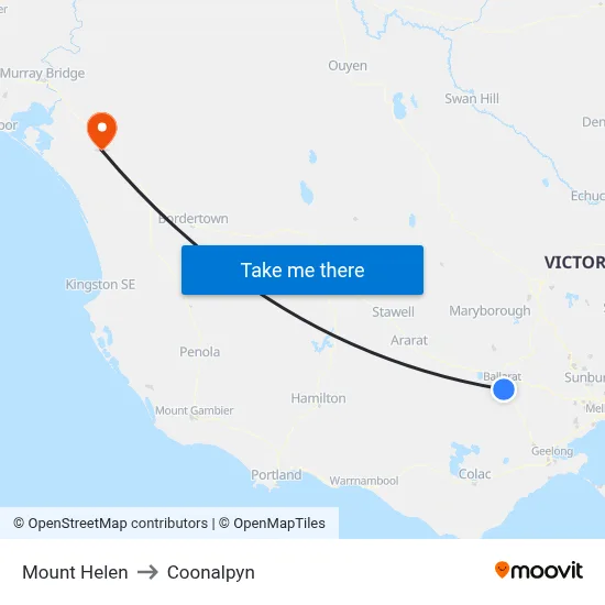 Mount Helen to Coonalpyn map
