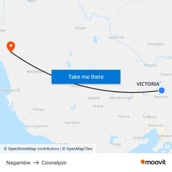 Nagambie to Coonalpyn map