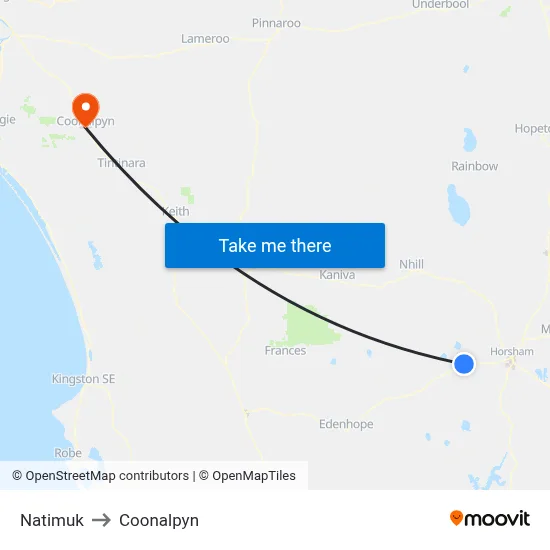 Natimuk to Coonalpyn map