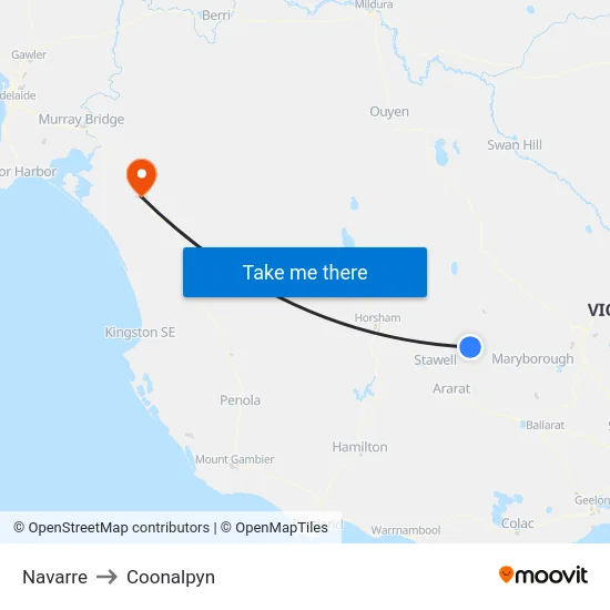 Navarre to Coonalpyn map
