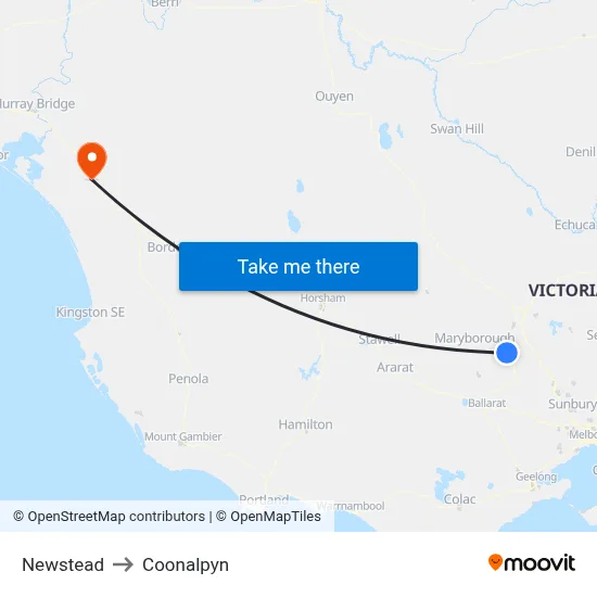Newstead to Coonalpyn map