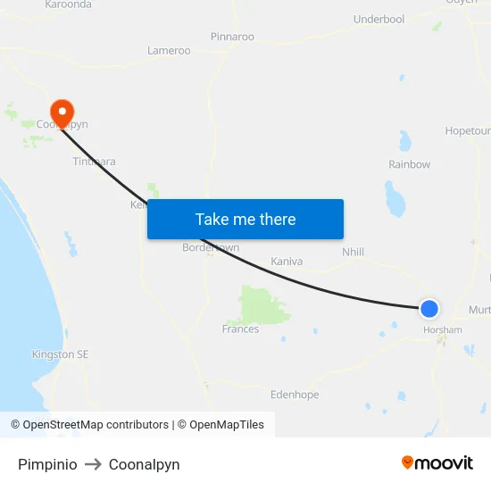Pimpinio to Coonalpyn map