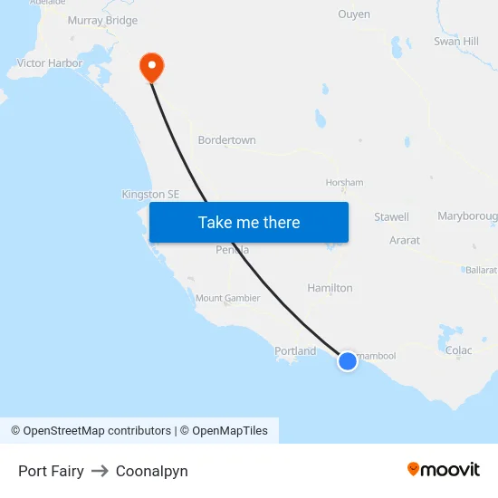 Port Fairy to Coonalpyn map