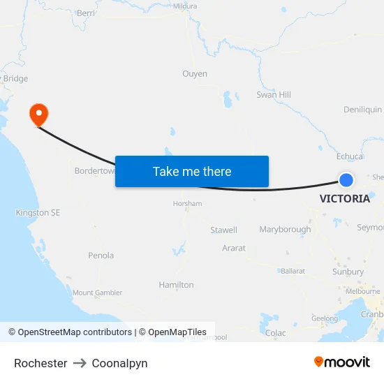 Rochester to Coonalpyn map