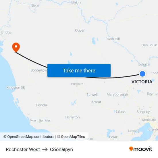 Rochester West to Coonalpyn map
