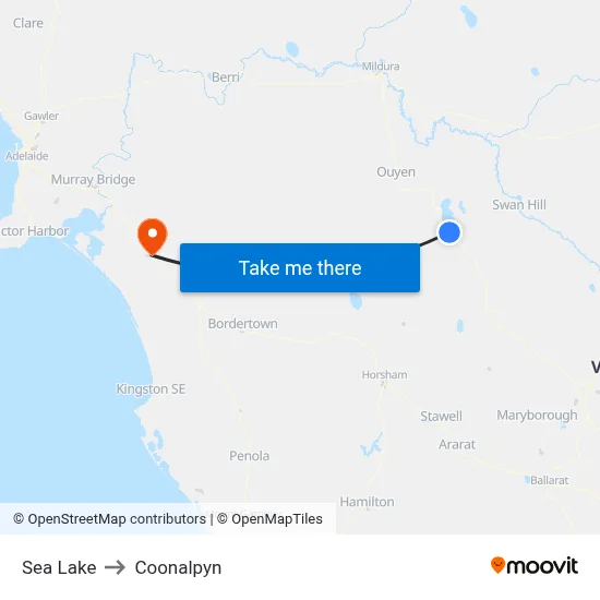 Sea Lake to Coonalpyn map