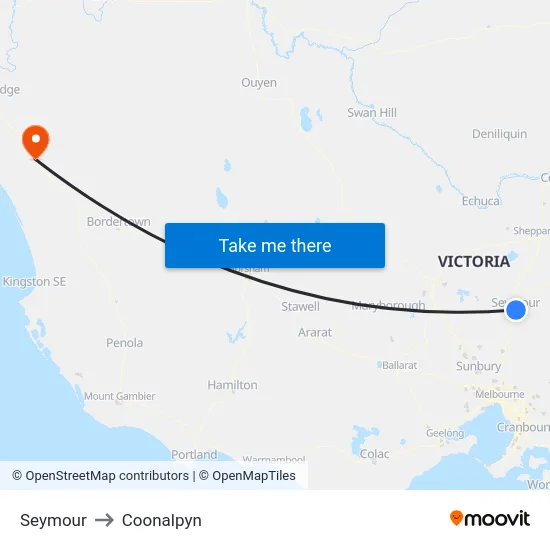 Seymour to Coonalpyn map